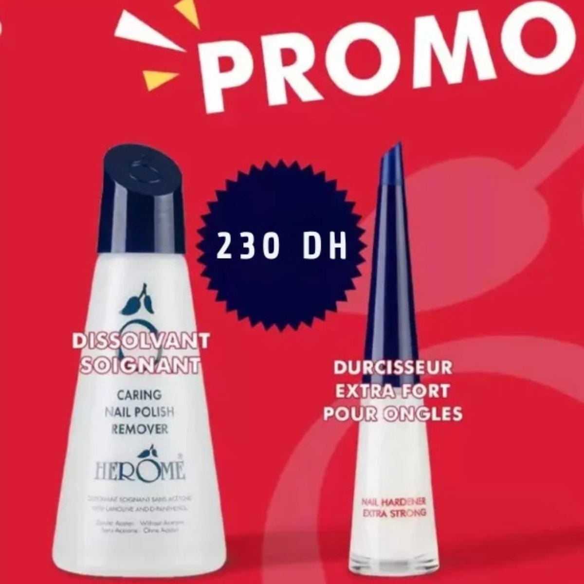 HERÔME PACK DURCISSEUR FORT POUR ONGLES + DISSOLVANT SOIGNANT