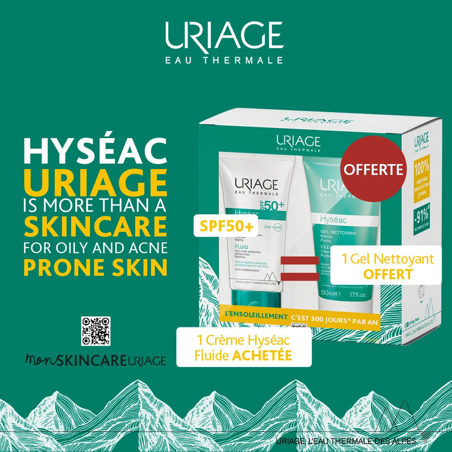 URIAGE HYSÉAC FLUIDE SPF50+ 50 ML = HYSÉAC GEL NETTOYANT 50 ML OFFERT